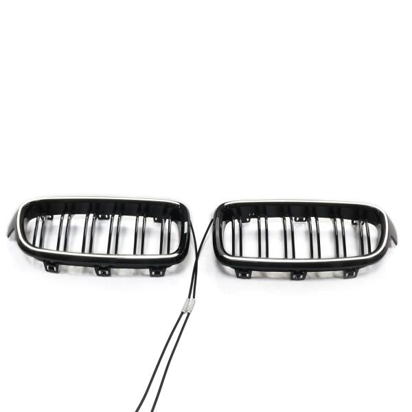 LED KÜHLERGRILL Doppelsteg passend für BMW 3ER F30 F31 AB 11-19 SCHWARZ GLANZ