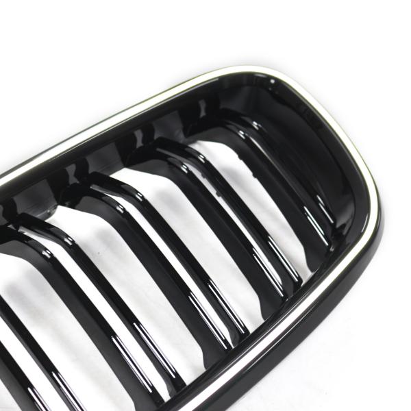 LED KÜHLERGRILL Doppelsteg passend für BMW 3ER F30 F31 AB 11-19 SCHWARZ GLANZ