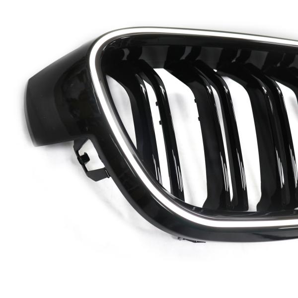 LED KÜHLERGRILL Doppelsteg passend für BMW 3ER F30 F31 AB 11-19 SCHWARZ GLANZ