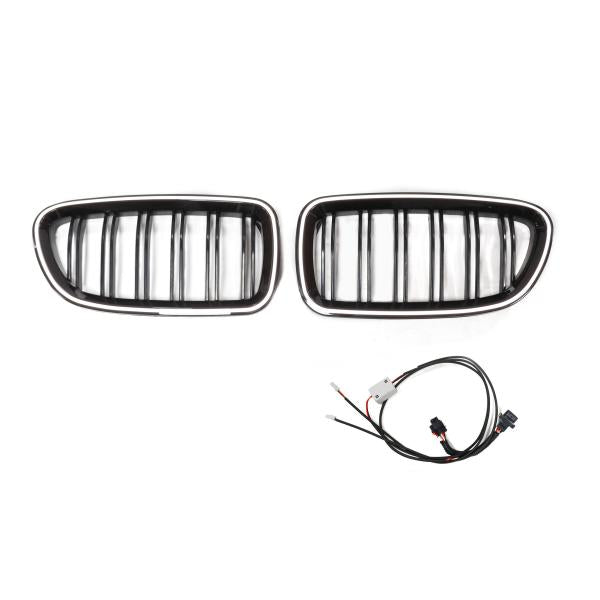 LED-Kühlergrill mit Doppelsteg in Schwarz glänzend passend für BMW 5er F10 F11 2010–2017