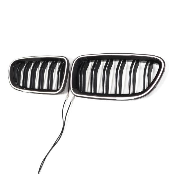 LED-Kühlergrill mit Doppelsteg in Schwarz glänzend passend für BMW 5er F10 F11 2010–2017