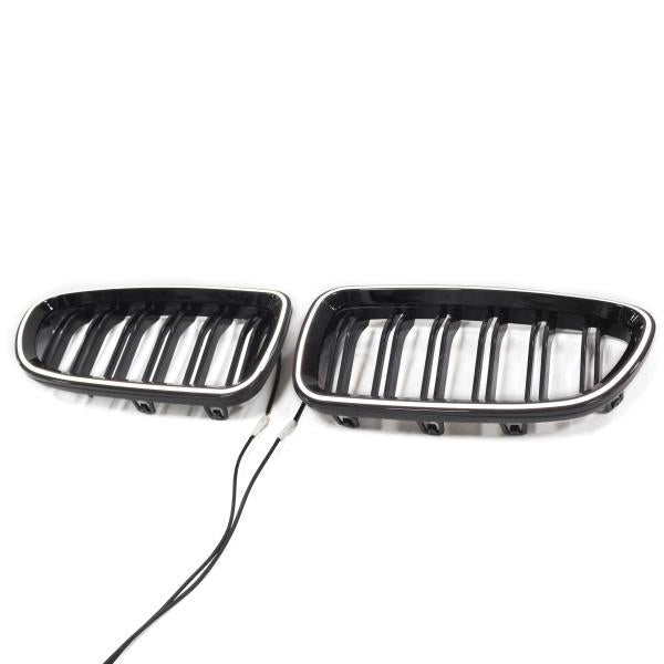 LED-Kühlergrill mit Doppelsteg in Schwarz glänzend passend für BMW 5er F10 F11 2010–2017