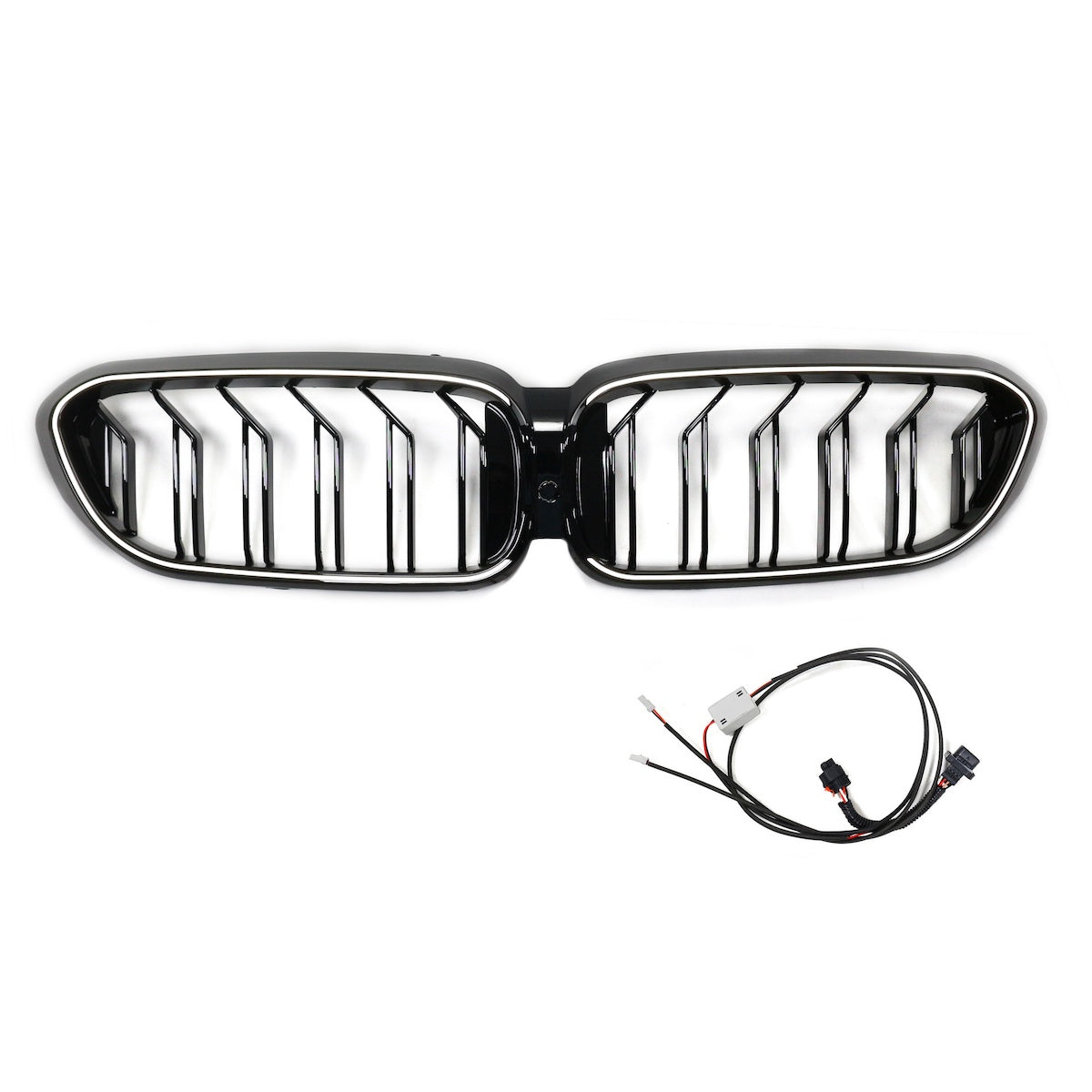 LED Twin Slat Gloss Black Front Grille passend für BMW 5 Series G30 2017-2020 – Bild 1