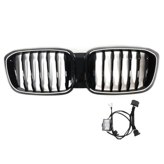 LED-Kühlergrill in Schwarz glänzend passend für BMW X3 X4 Serie G01 G02 2018–2021