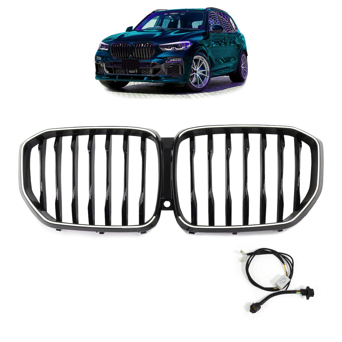 LED Single Slat Gloss Black Front Grille passend für BMW X5 G05 2019-Present – Bild 1