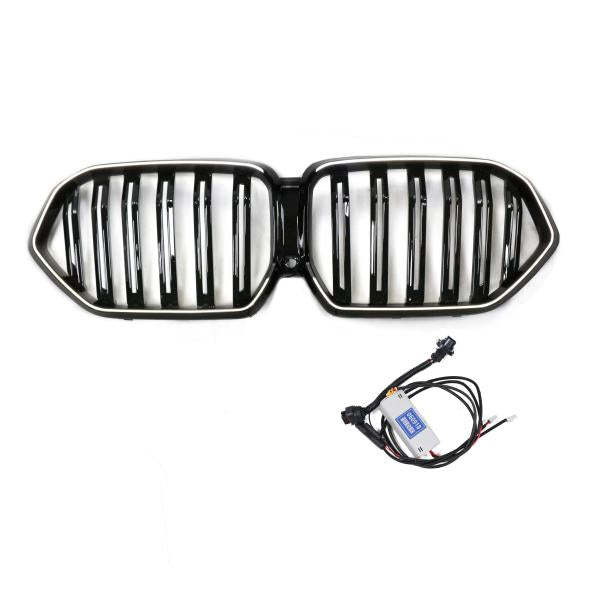 LED Kühlergrill Doppelsteg schwarz hochglanz auch Kamera passt passend für BMW X6 G06