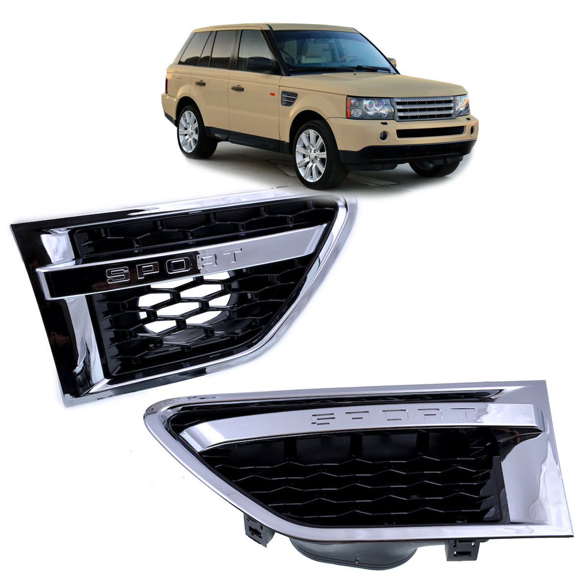 Front Grille Chrome & Black passend für Range Rover Sport L320 2010-2013 passend für Land Rover – Bild 1