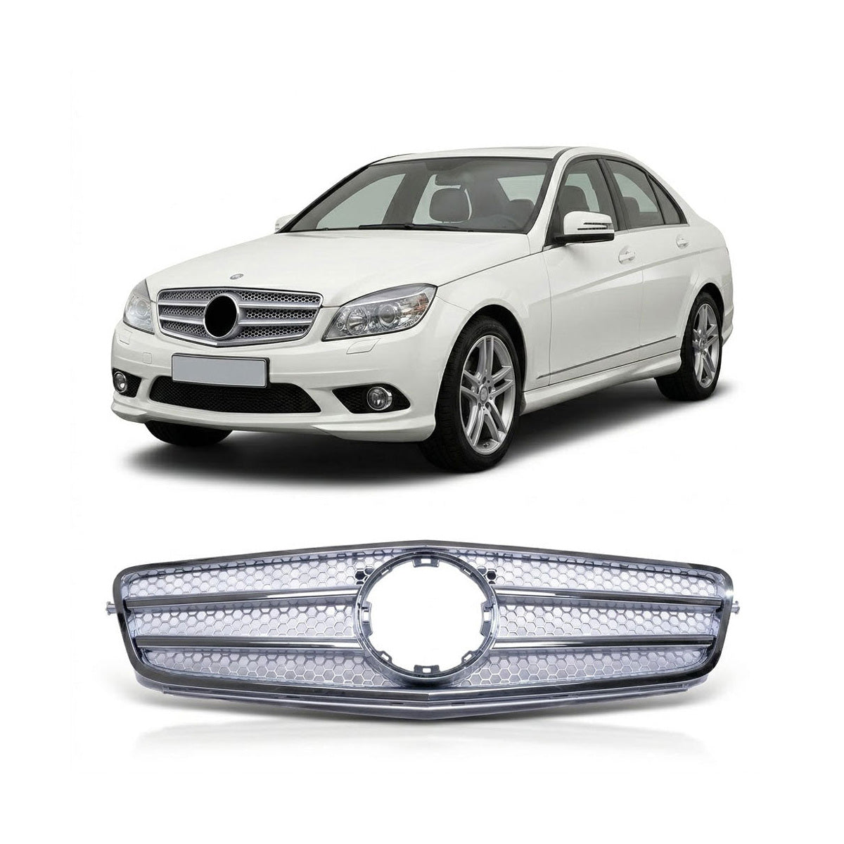 Sport Grille Chrome & Silver passend für Mercedes C-Class W204 2007-2011 – Bild 1