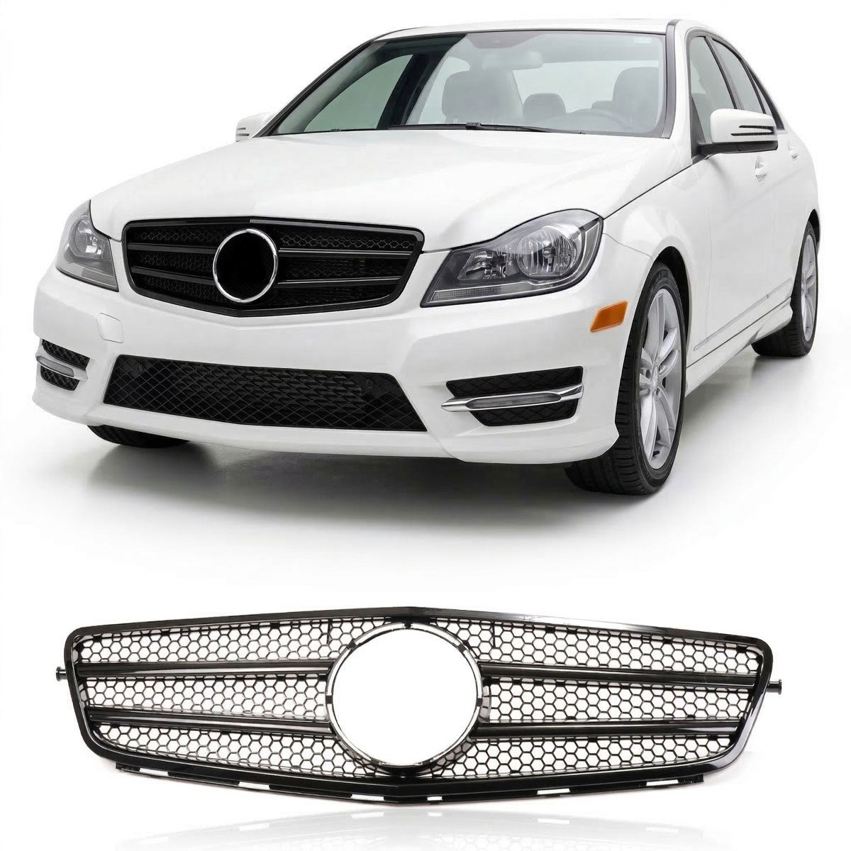 Gloss Black Front Grille passend für Mercedes C-Class W204 S204 2007-2011 – Bild 1