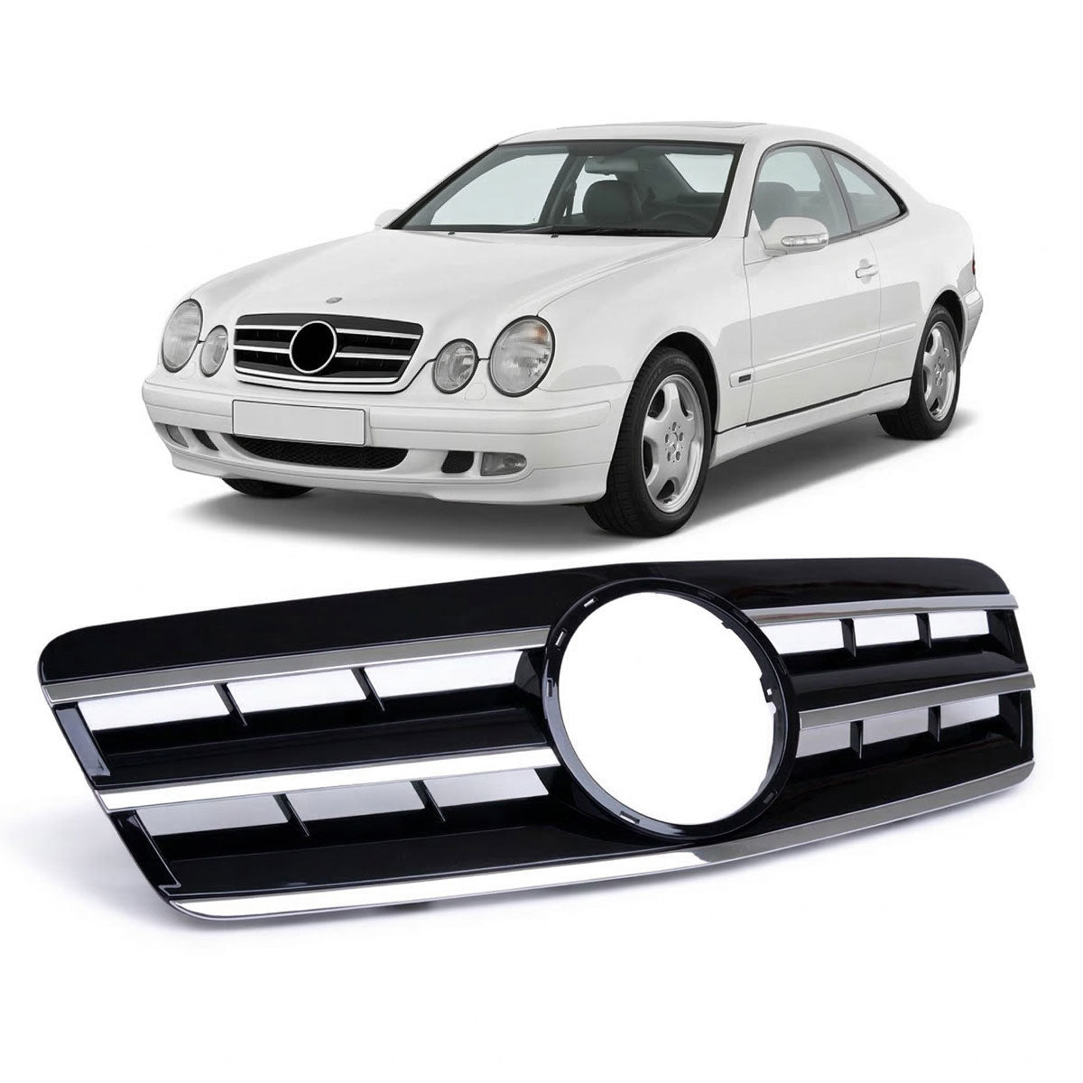 Front Grille Chrome & Black passend für Mercedes CLK W208 1997-2002 – Bild 1