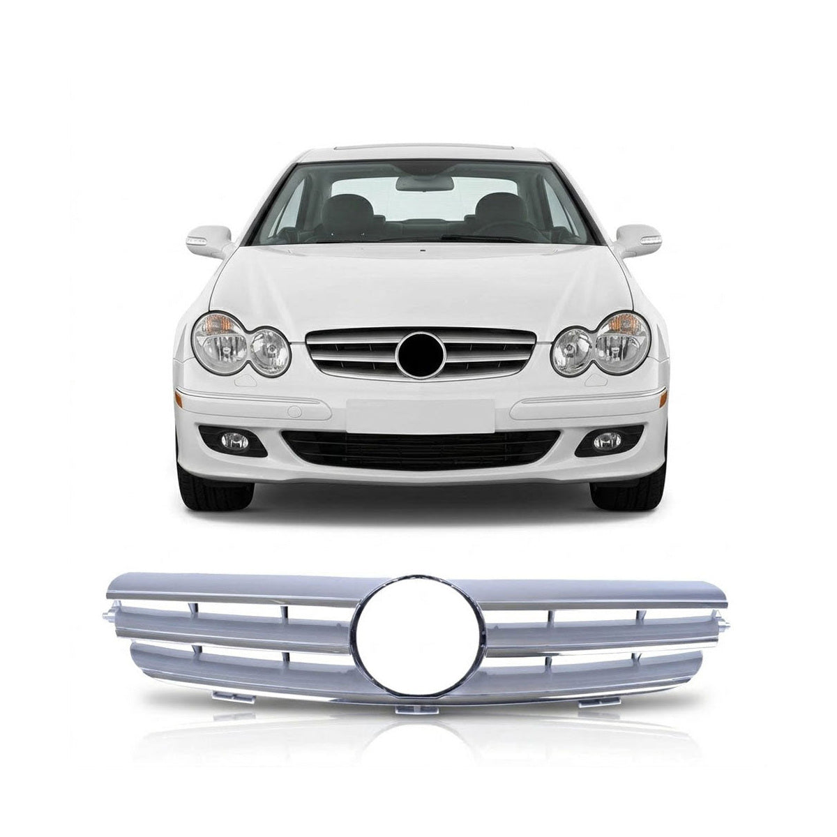 Front Grille Silver passend für Mercedes CLK W209 2002-2009 – Bild 1
