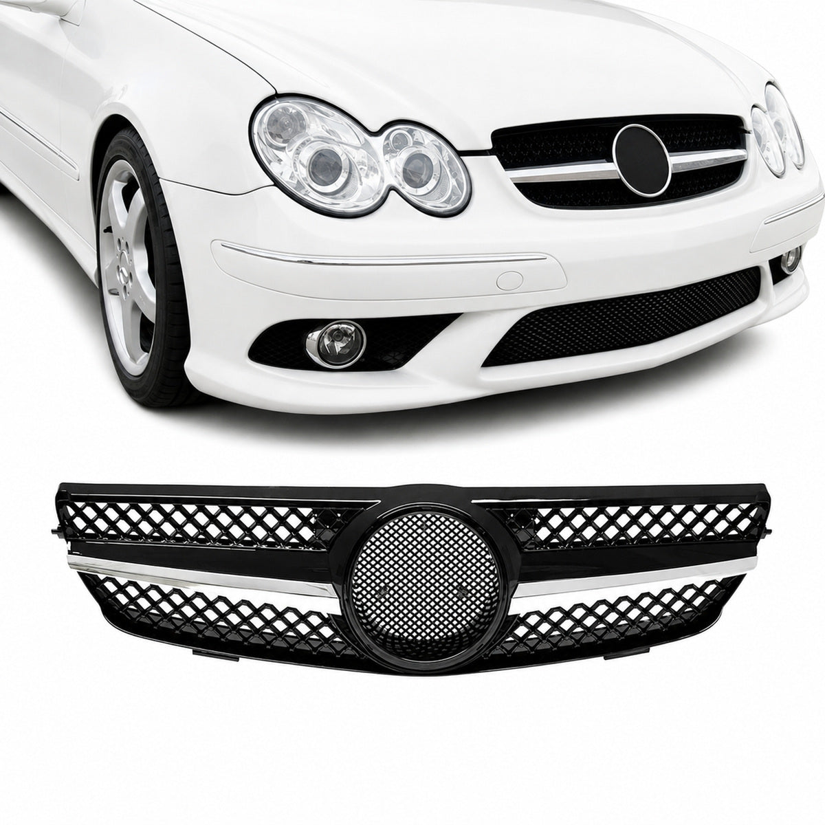 Front Grille Chrome & Black passend für Mercedes CLK W209 2002-2009 – Bild 1