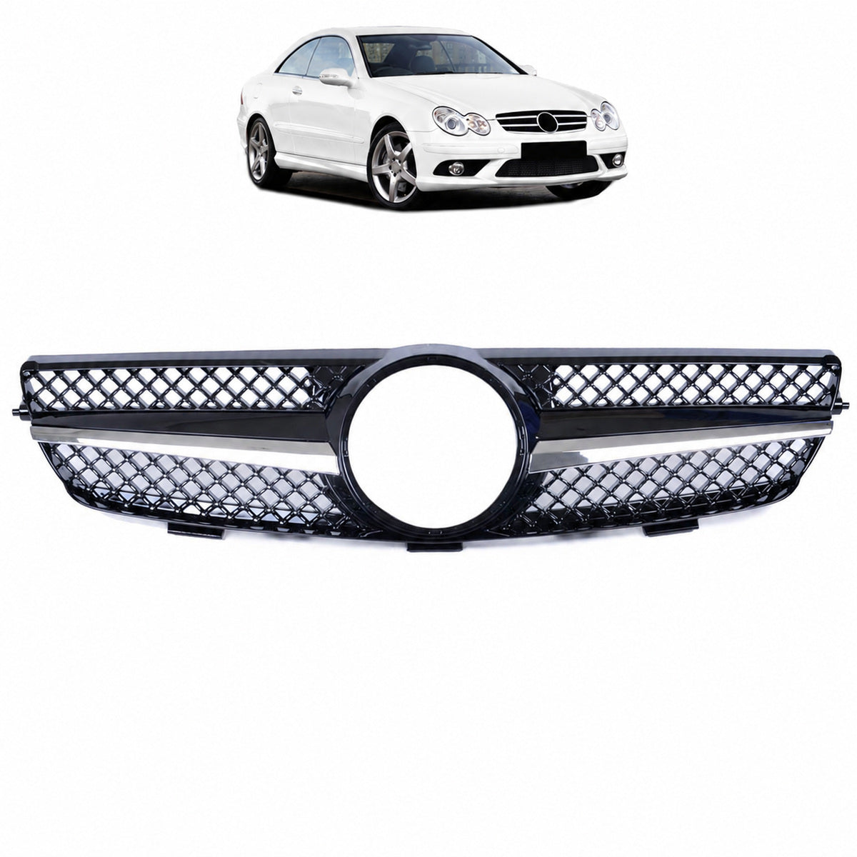 Front Grille Chrome & Black passend für Mercedes CLK W209 2002-2009 – Bild 2