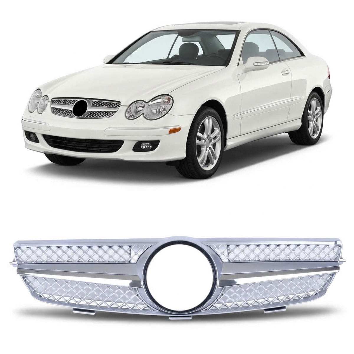 Silver Front Grille passend für Mercedes CLK W209 2002-2009 – Bild 1