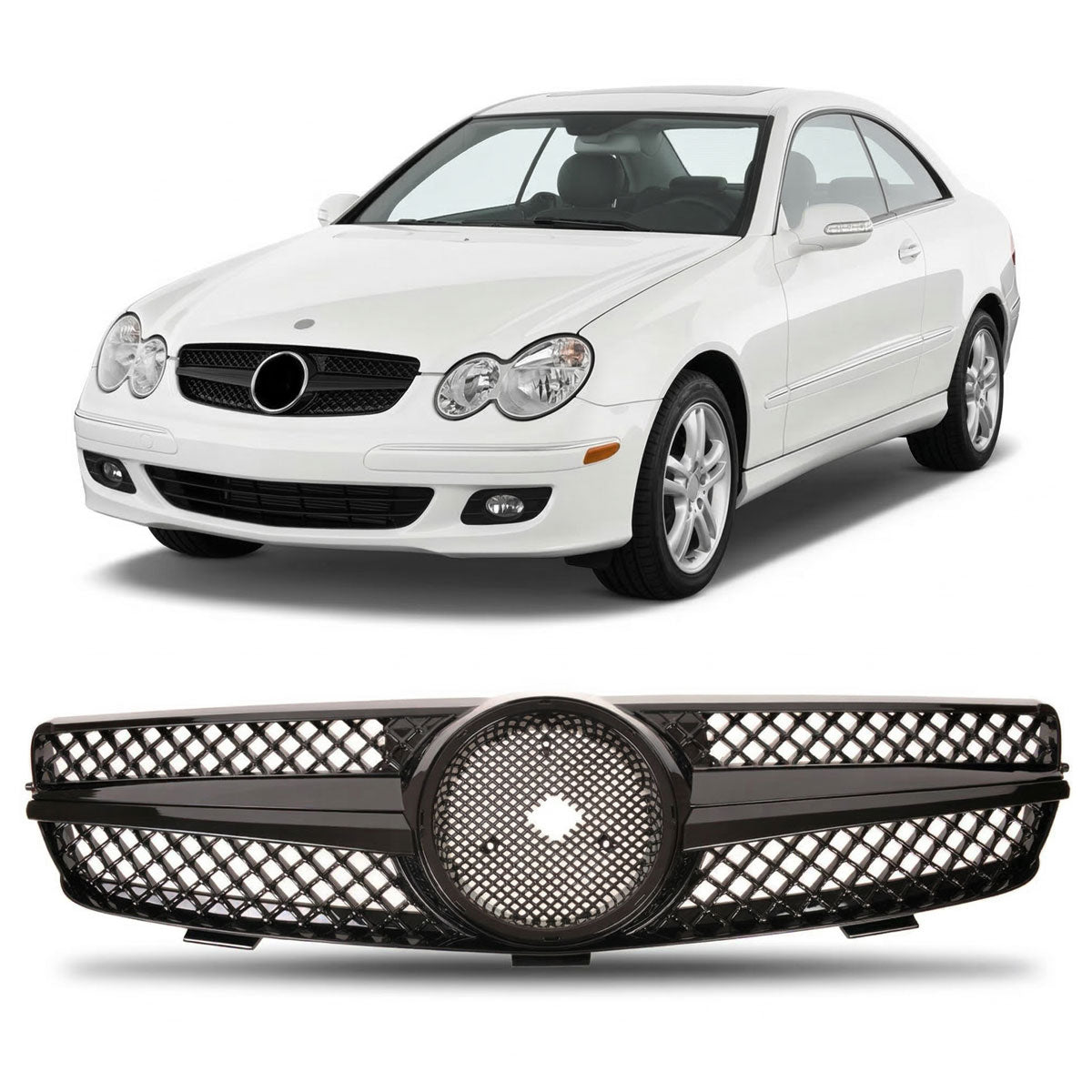 Front Grille Gloss Black passend für Mercedes CLK W209 2002-2009 – Bild 1