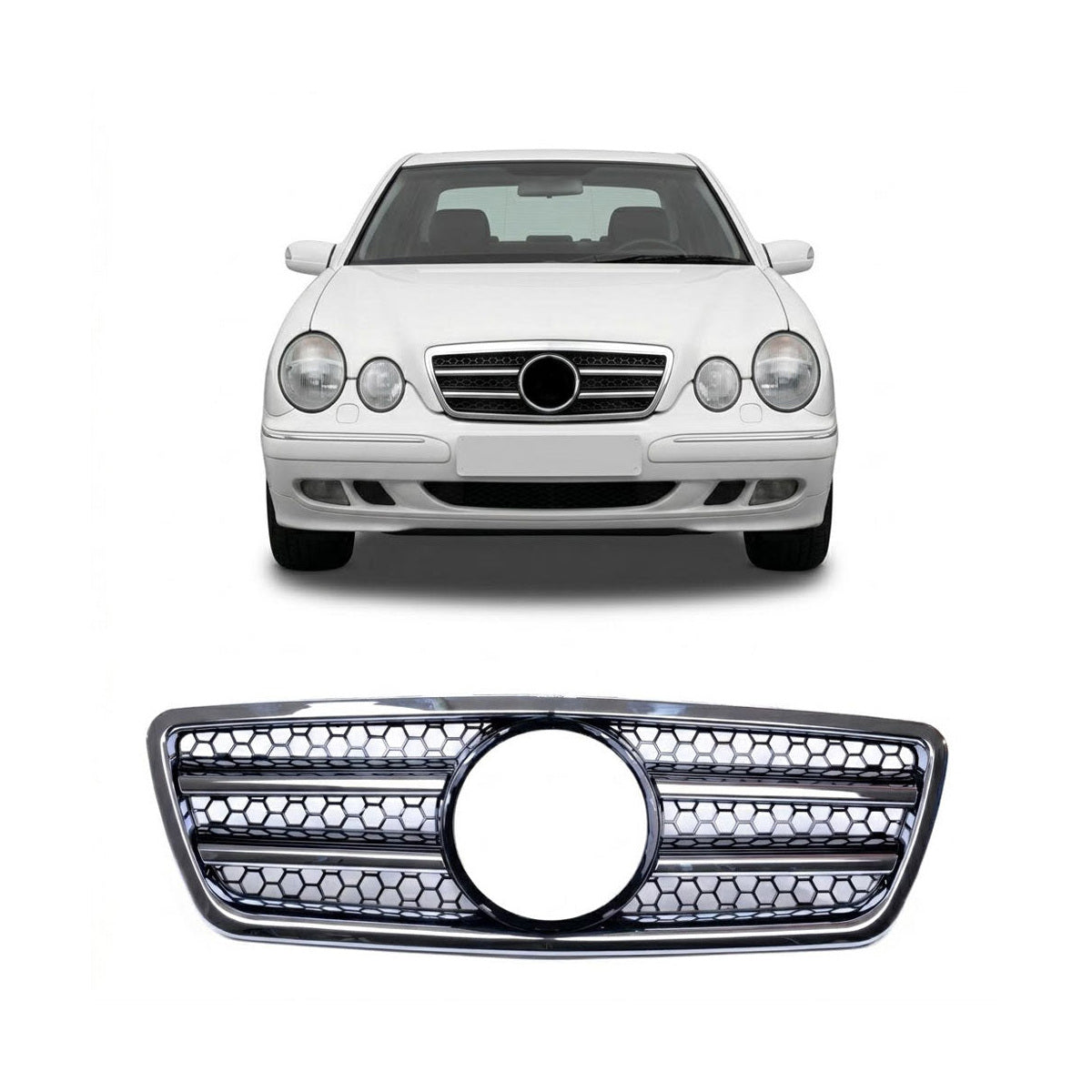 Front Grille Chrome & Black passend für Mercedes E-Class W210 1999-2002 – Bild 1