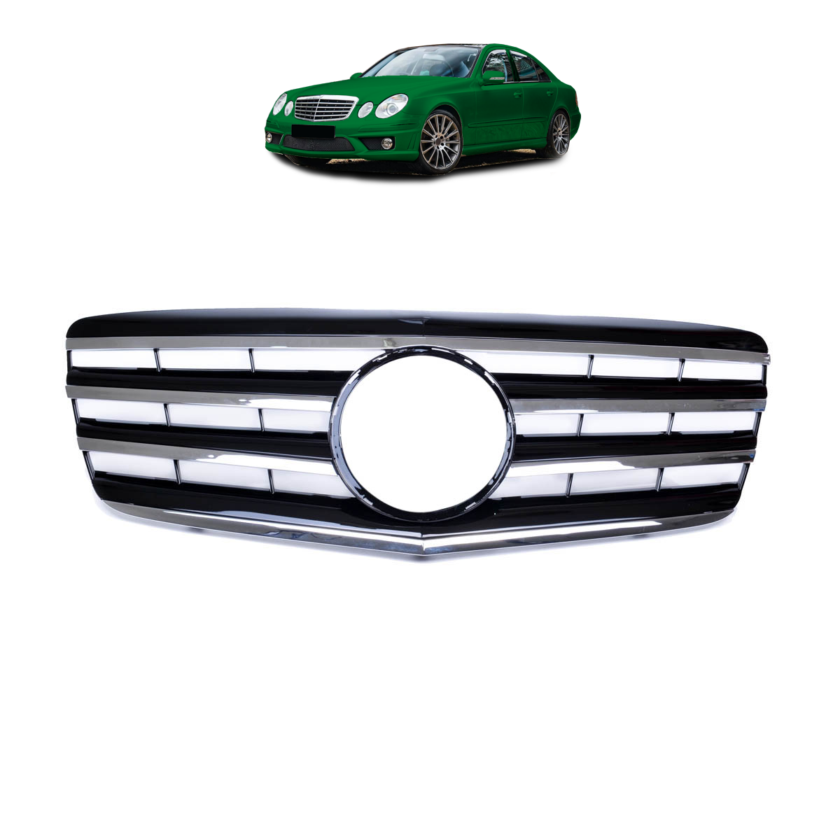 Front Grille Chrome & Black passend für Mercedes E-Class W211 2006-2009 – Bild 1