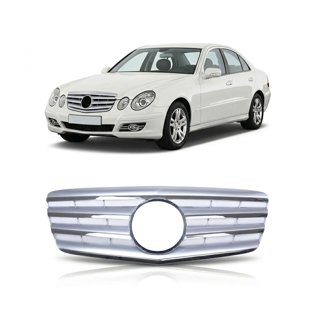Front Grille Silver passend für Mercedes E-Class W211 2006-2009 – Bild 1