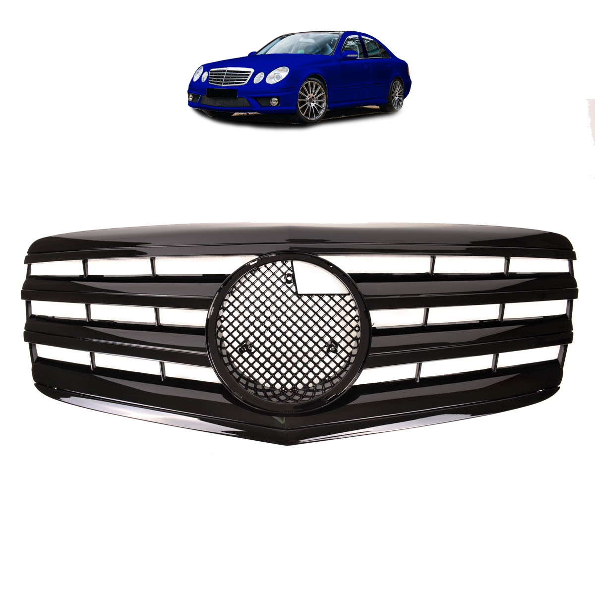 Front Grille Gloss Black passend für Mercedes E-Class W211 2006-2009 – Bild 1