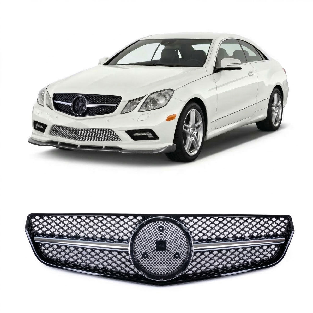 Chrome & Black Front Grille passend für Mercedes E-Class Coupe/Cabrio 2009-2013 – Bild 1