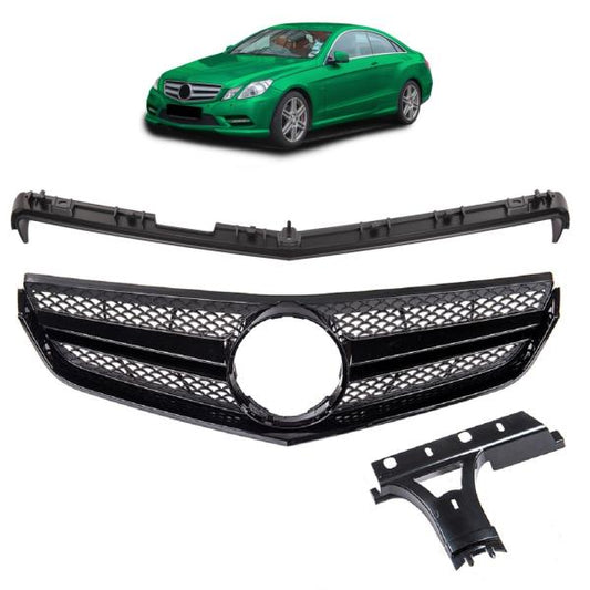 Kühlergrill Komplett Schwarz passend für Mercedes E W207 Coupe Cabrio nicht für AMG GT