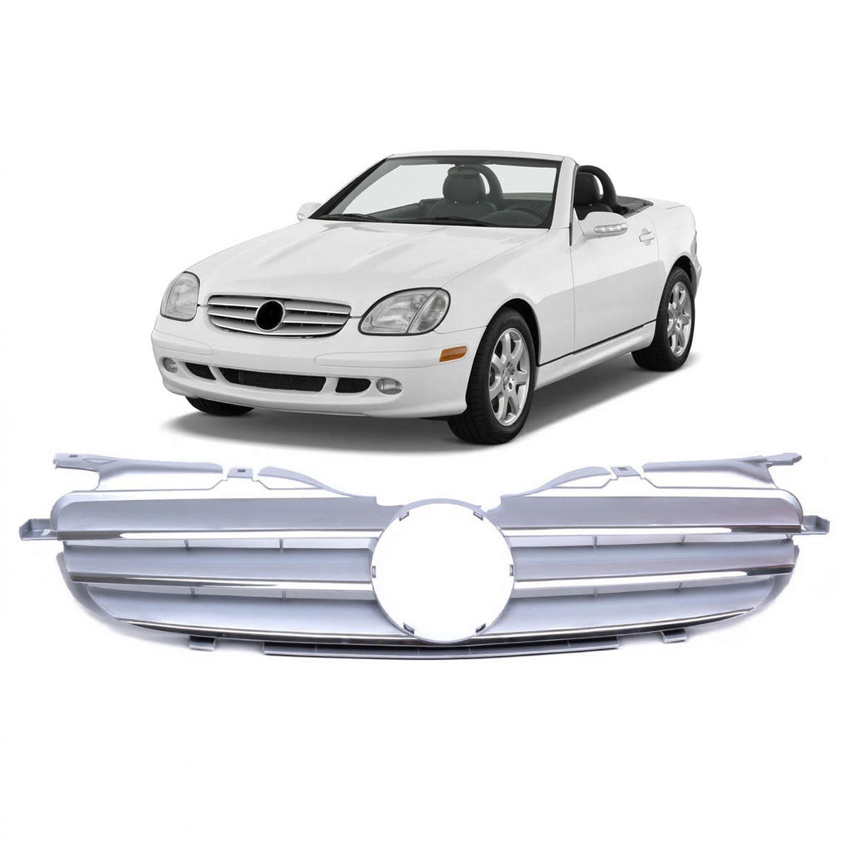 Front Grille Chrome & Silver passend für Mercedes SLK R170 1996-2004 – Bild 1