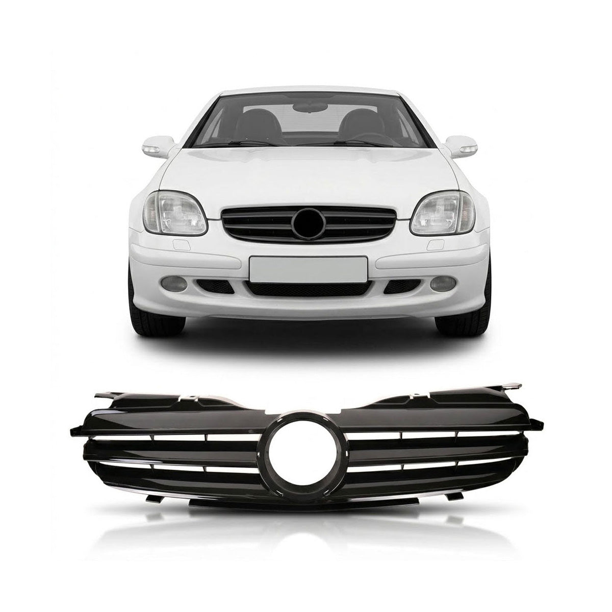 Front Grille All Gloss Black passend für Mercedes SLK R170 1996-2004 – Bild 1