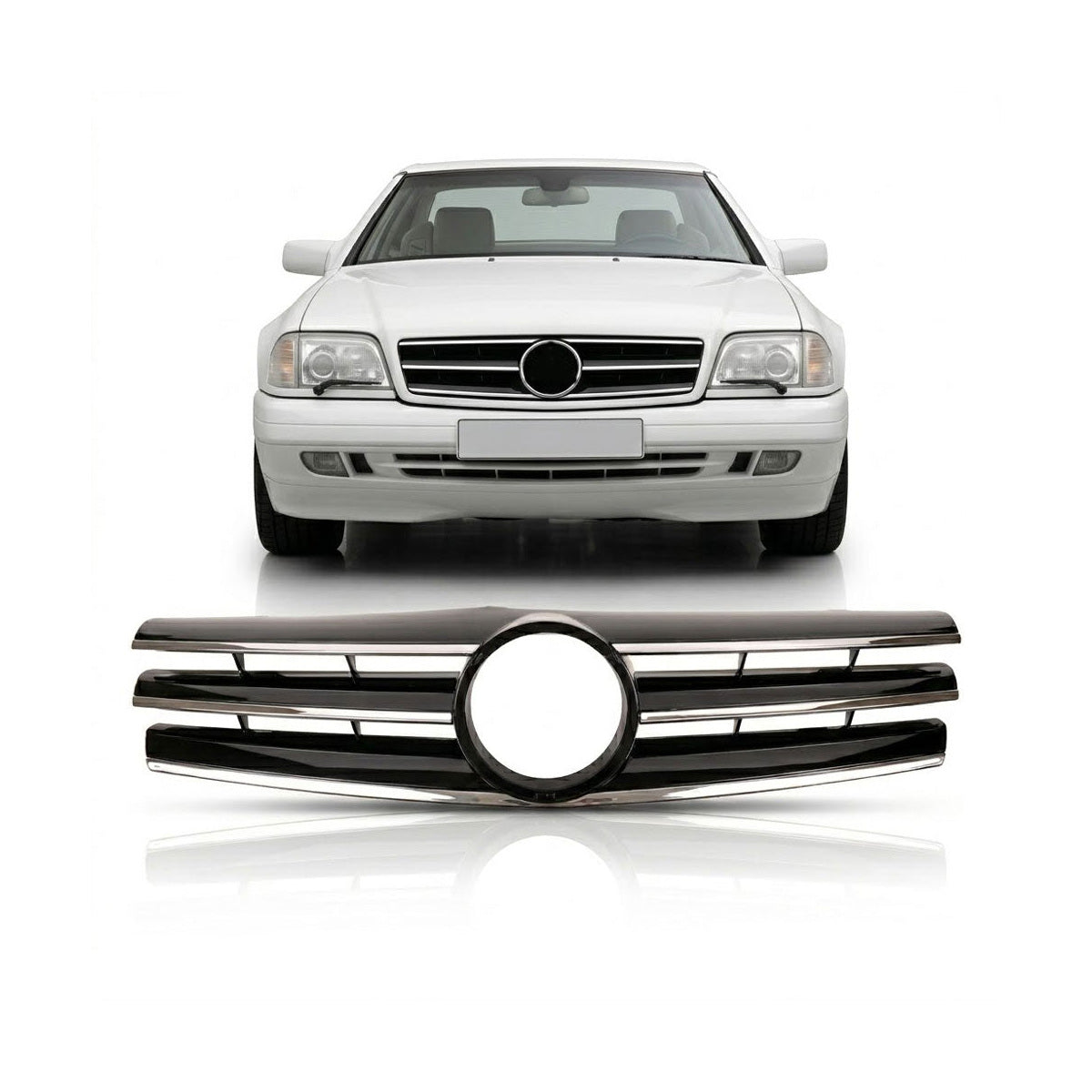 Chrome & Black Front Grille passend für Mercedes SL (R129) 1989-2001 – Bild 1