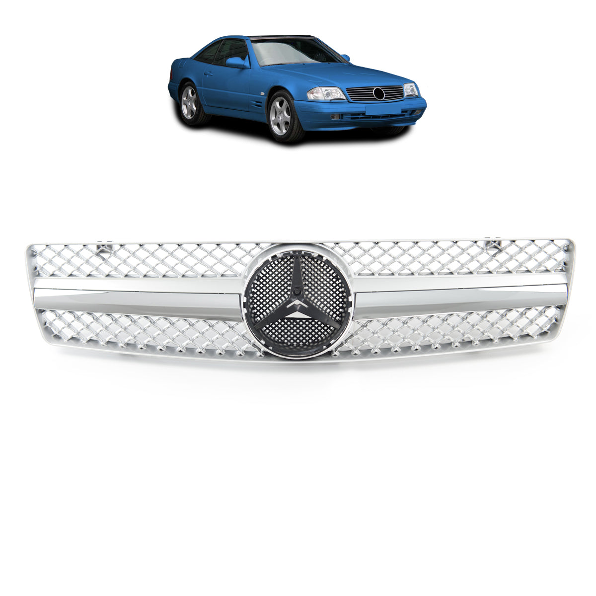 Sport Grille Chrome & Silver passend für Mercedes SL R129 1989-2001 – Bild 1