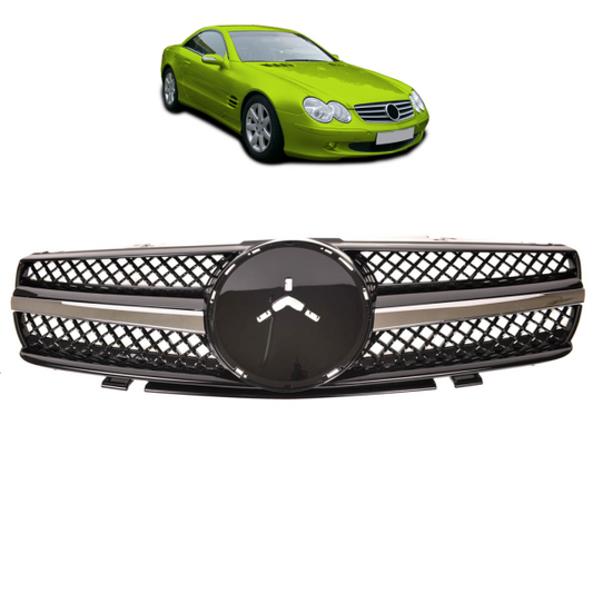 Sport Kühlergrill Schwarz Chrom passend für Mercedes Benz SL (R230) Vorfacelift ab 01-05