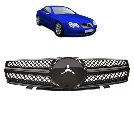 Sport Kühlergrill Schwarz glanz passend für Mercedes Benz SL (R230) Vorfacelift ab 01-05