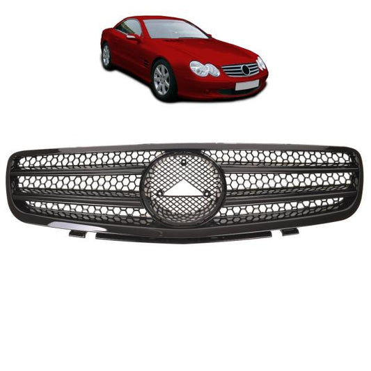 Sport Kühlergrill Schwarz glanz passend für Mercedes Benz SL (R230) Vorfacelift ab 01-05