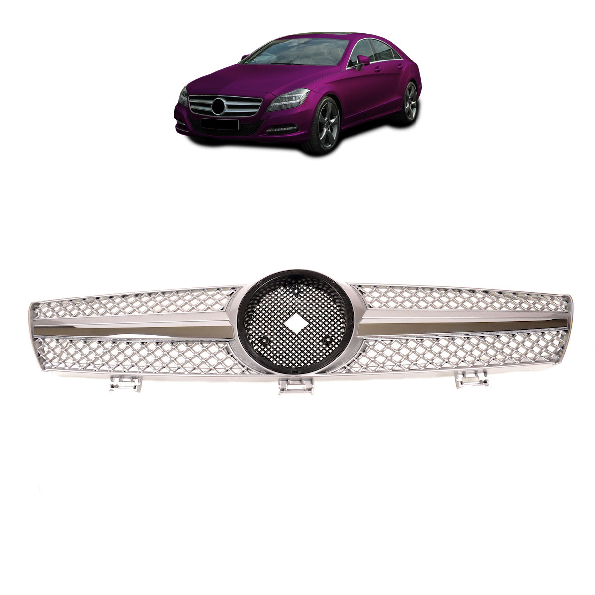 Front Grille Chrome & Silver passend für Mercedes CLS C219 2004-2008 – Bild 1