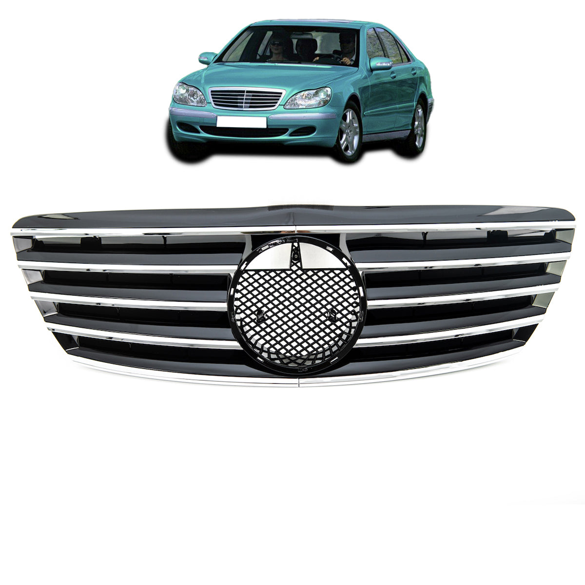 Front Grille Chrome & Black passend für Mercedes S-Class W220 2003-2005 – Bild 1