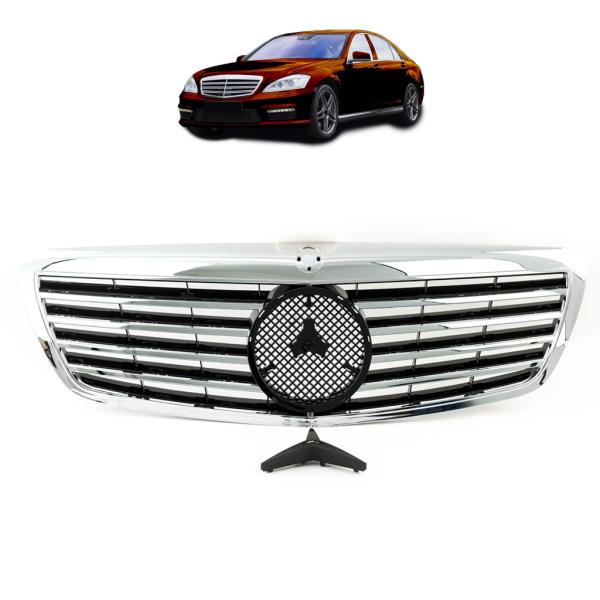 Sport Kühlergrill Chrom Silber passend für Mercedes Benz S-Klasse (W221) ab 2005-2006