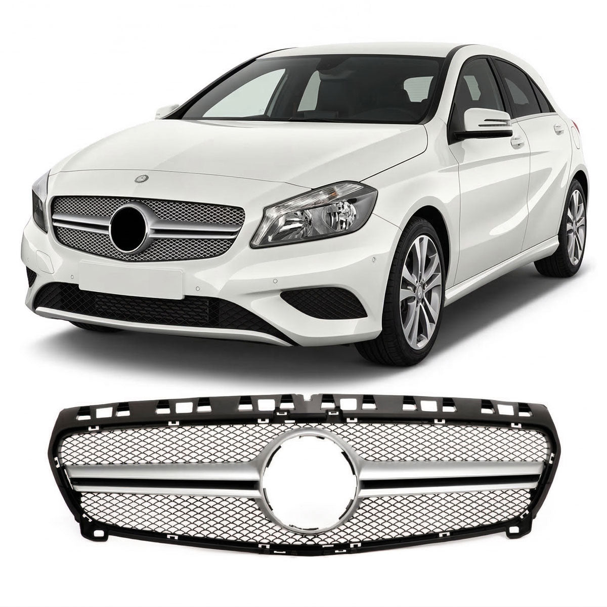 Front Grille Silver passend für Mercedes A-Class W176 2012-2015 – Bild 1