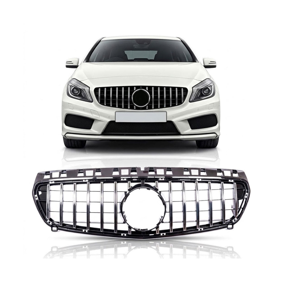 GT Chrome & Black Front Grille passend für Mercedes A-Class W176 2012-2015 – Bild 1