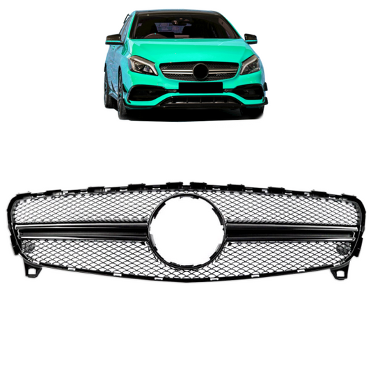 Kühlergrill Schwarz passt passend für Mercedes A-Klasse W176 Mopf ab 15-19 nicht A45 AMG