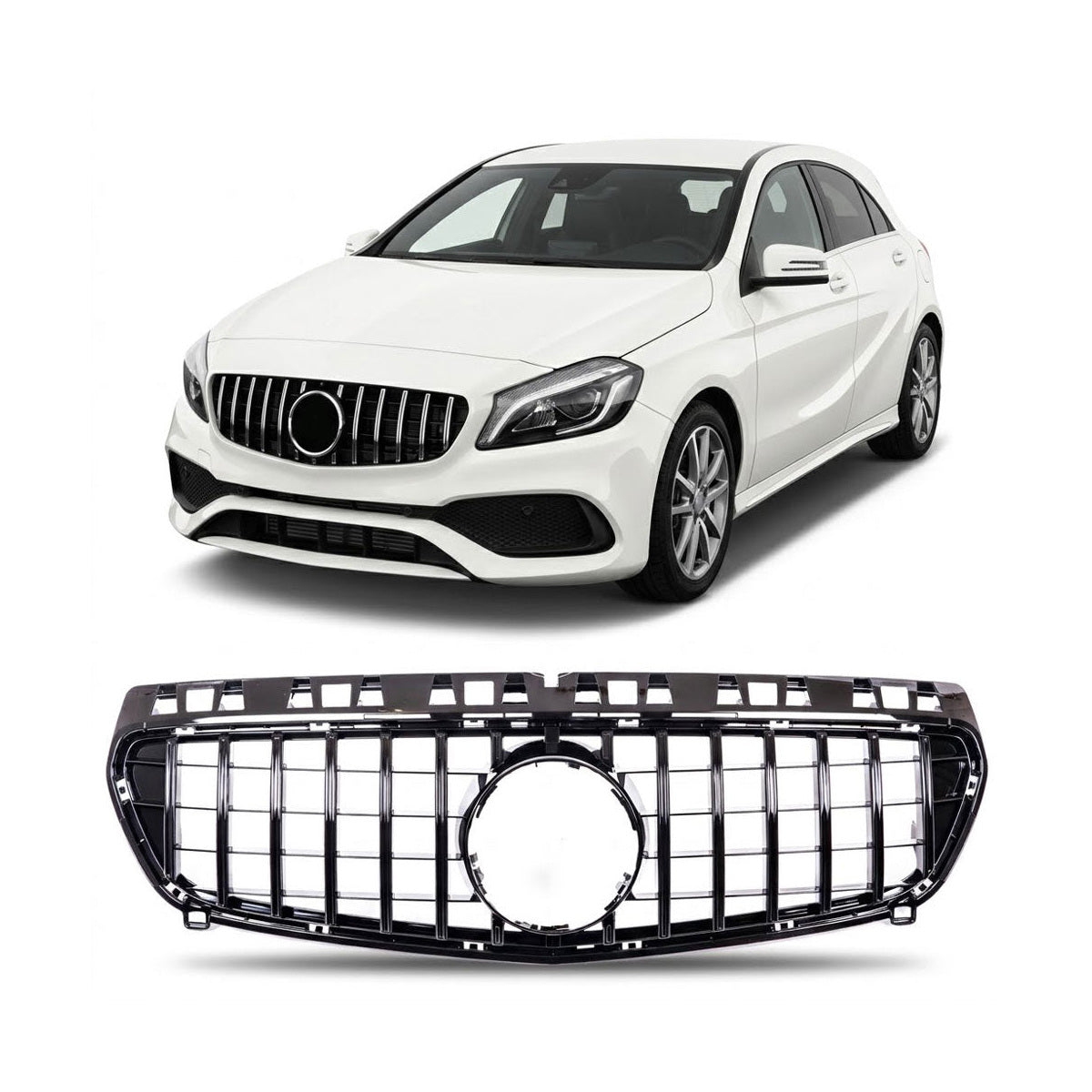 GT Chrome & Black Front Grille passend für Mercedes A-Class W176 2015-2018 – Bild 1