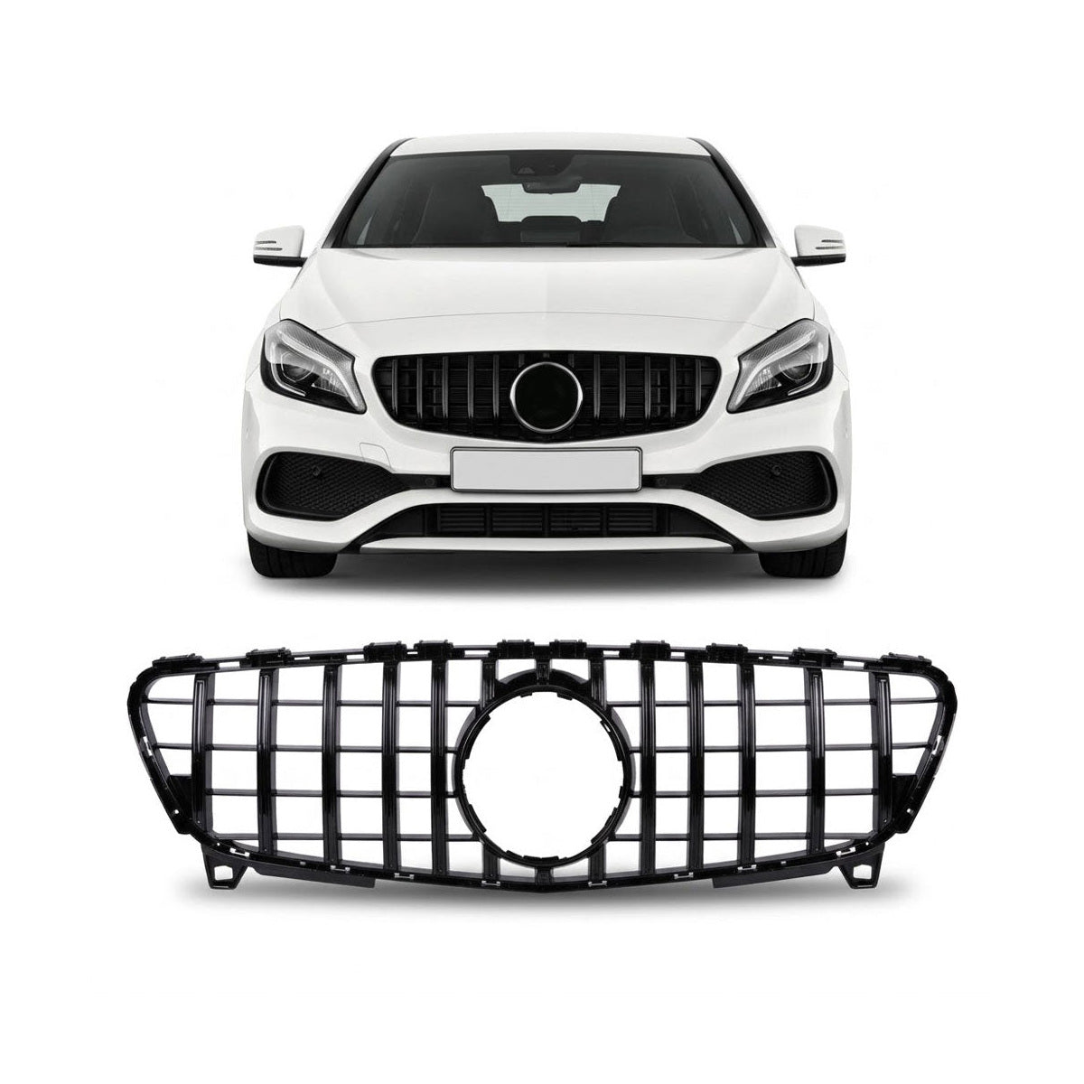 Front Grille Gloss Black Panamericana GT passend für Mercedes A-Class W176 15-18 – Bild 1
