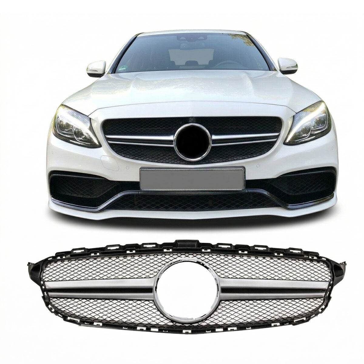 Front Grille Silver passend für Mercedes C-Class W205 Cabrio 2014-2018 – Bild 1