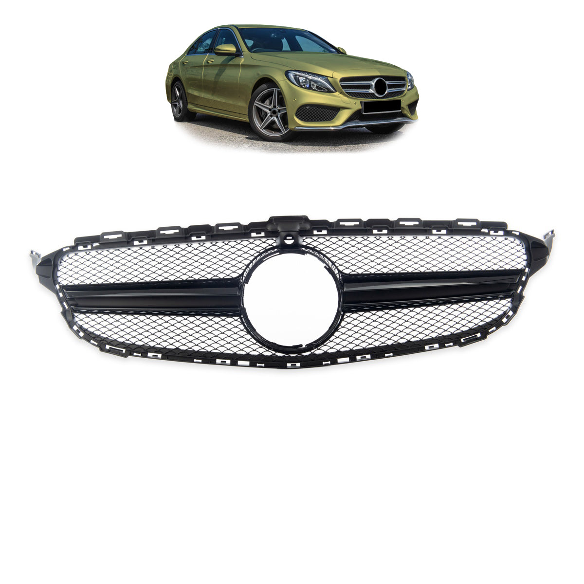 Front Grille Black for Camera passend für Mercedes C-Class W205 2014-2018 – Bild 1