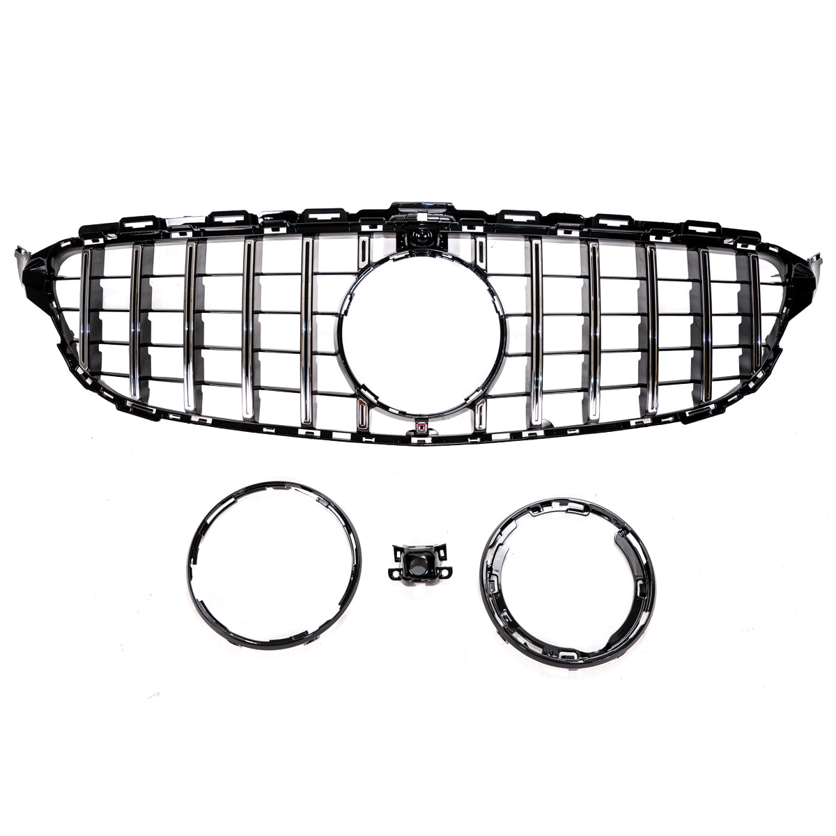 GT Chrome & Black Front Grille passend für Mercedes C-Class W205 S205 2014-2021 – Bild 2