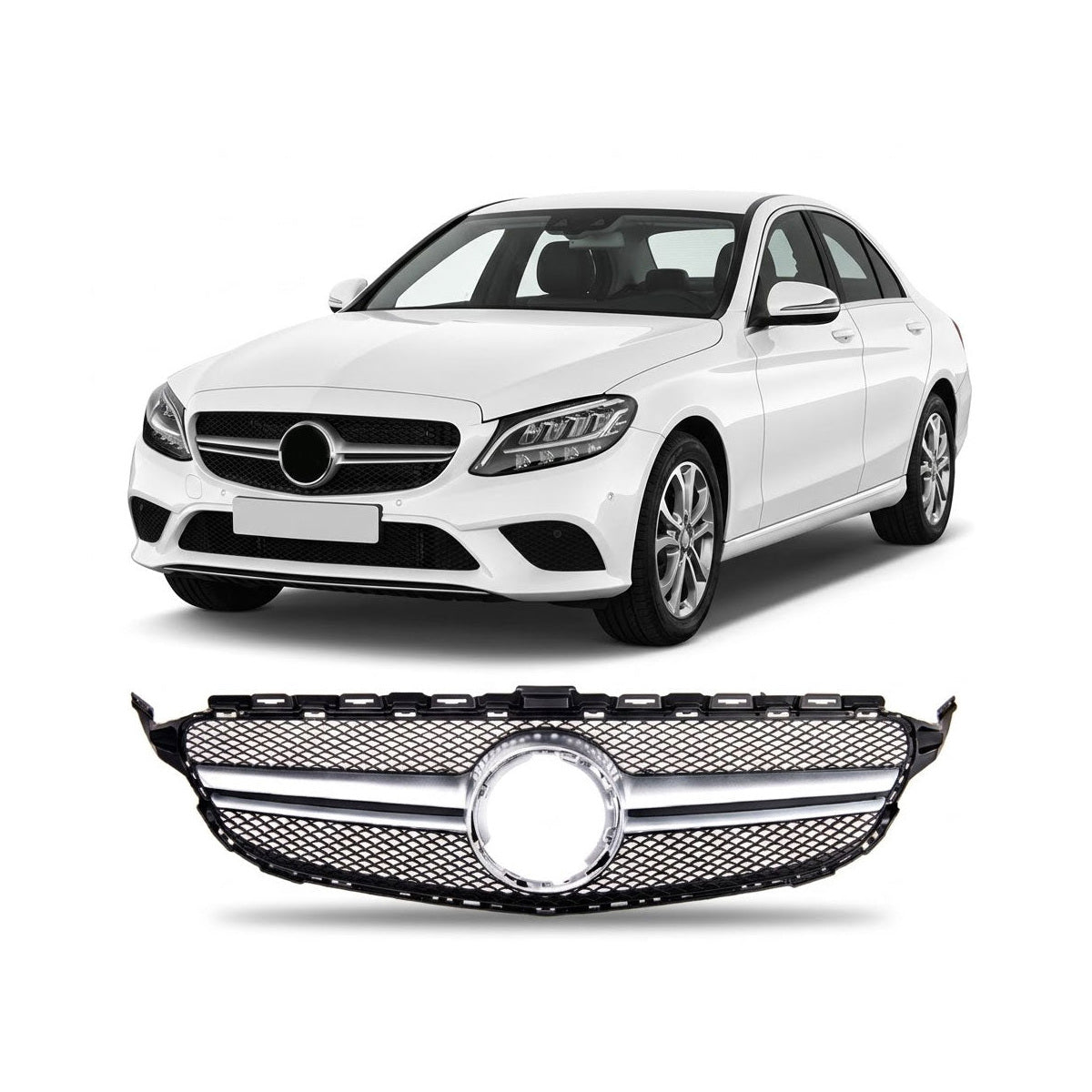 Front Grille Silver passend für Mercedes C-Class W205 2018-2021 – Bild 1