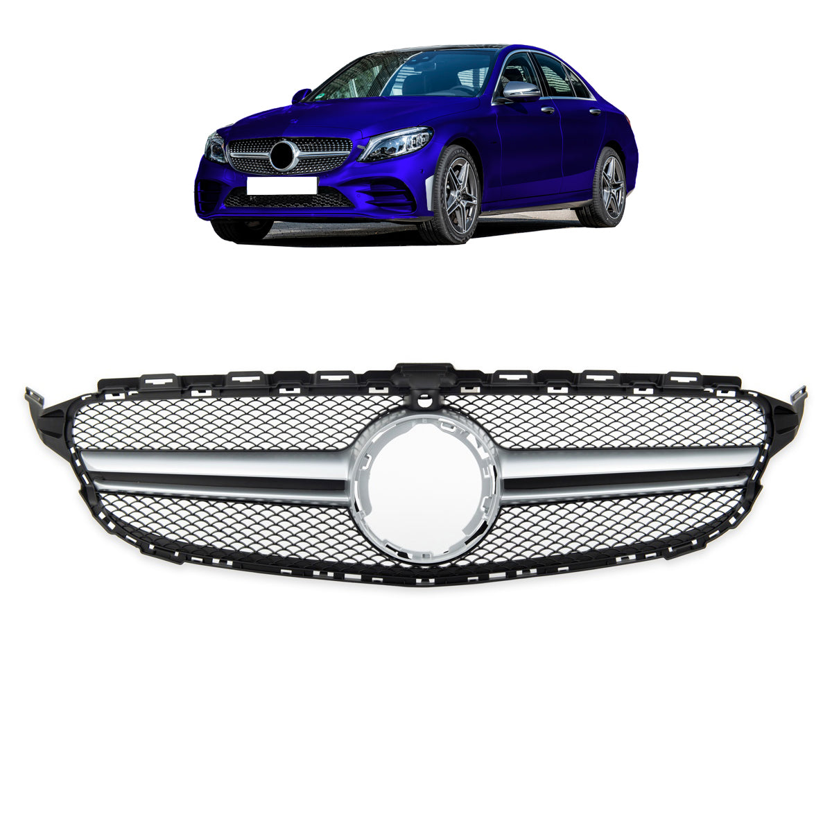 Front Grille Silver passend für Mercedes C-Class W205 2018-2021 – Bild 1