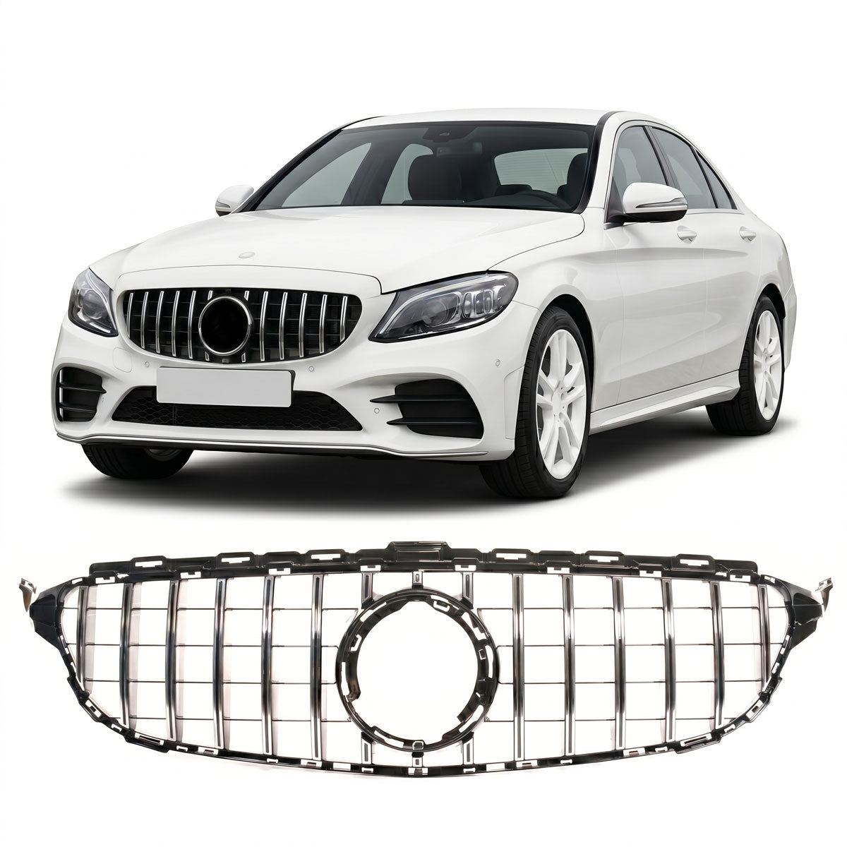 GT Chrome & Black Grille passend für Mercedes C-Class W205 2018-2021 – Bild 1