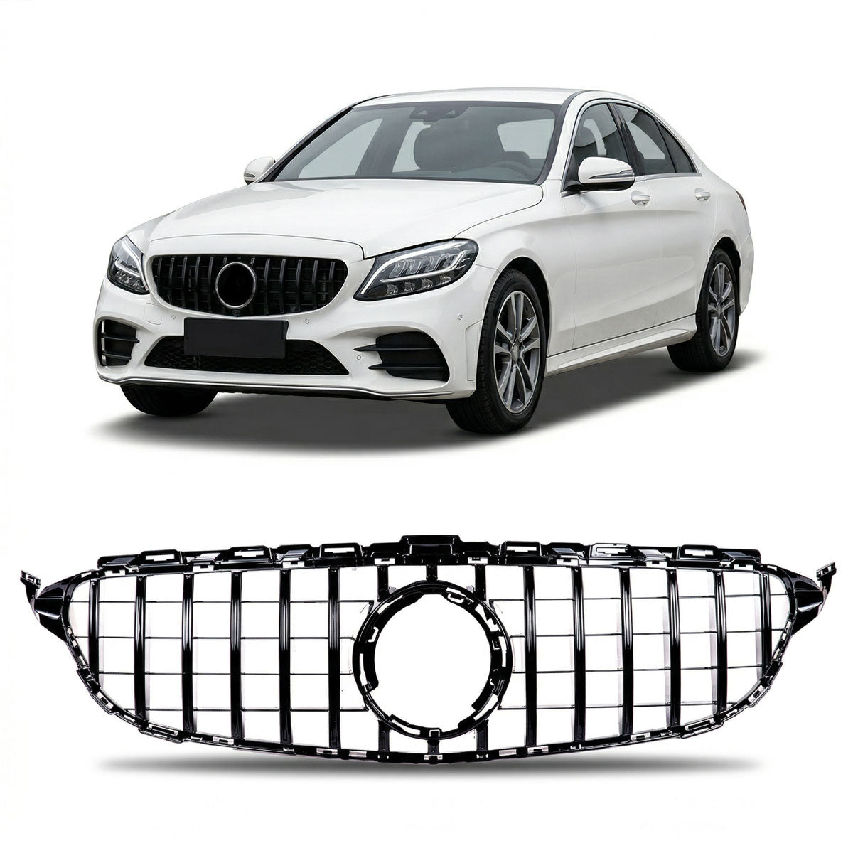 GT Gloss Black Front Grille passend für Mercedes C-Class W205 2018-2021 – Bild 1