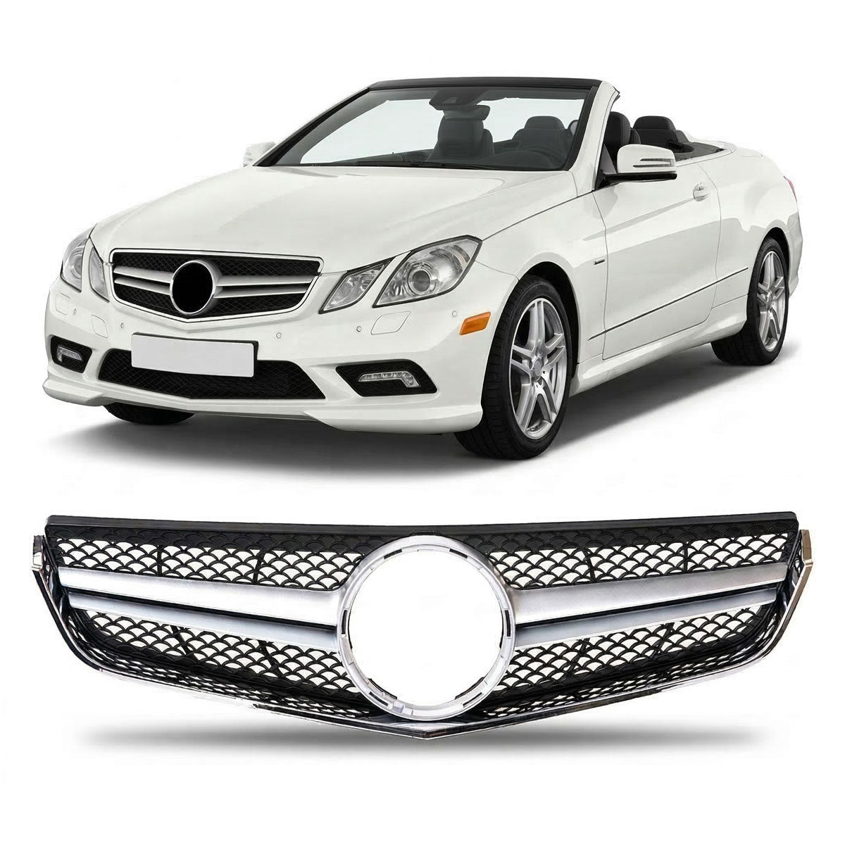 Front Grille Silver passend für Mercedes E-Class C207 Coupe Cabrio 2009-2013 – Bild 1