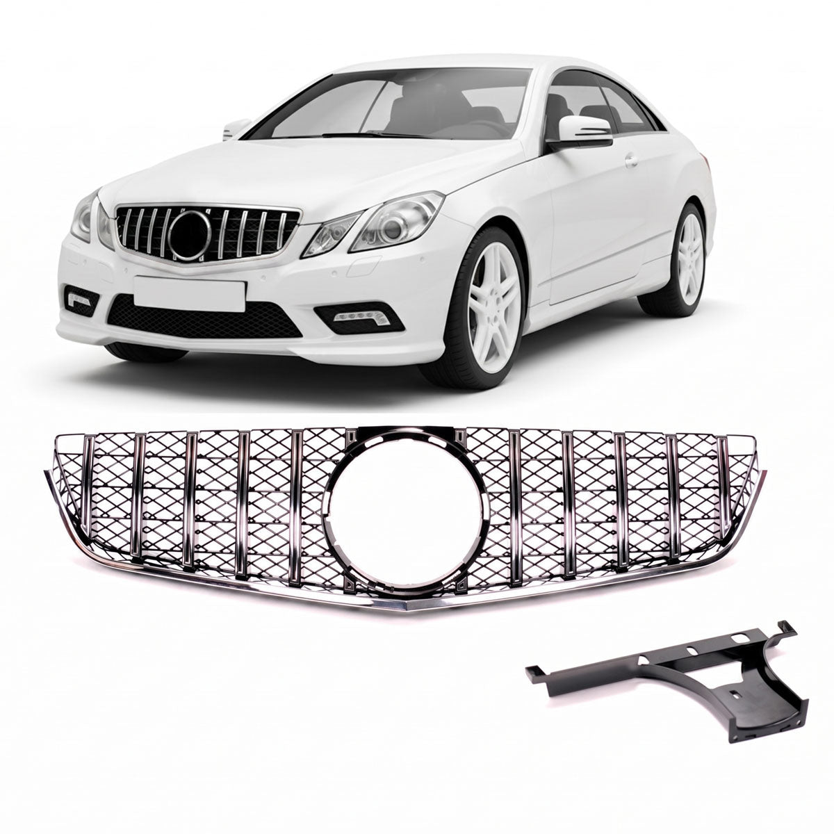 GT Style Front Grille Chrome & Black passend für E-Class C207 A207 2009-2013 passend für Mercedes-Benz – Bild 1