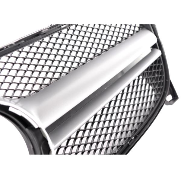 Sport Kühlergrill Schwarz Silber passt passend für Mercedes GLA X156 ab 13-16 nicht AMG